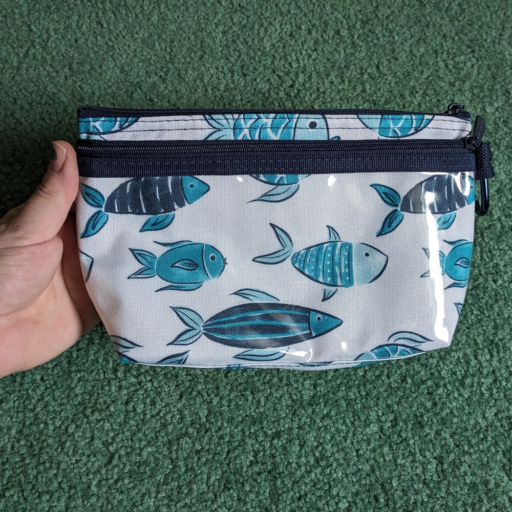 NWOT Thirty One Clear Zipper Pouch Fish